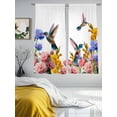 thumbnail image 3 of Hummingbirds Sheer Curtains 63 Inch Length 2 Panels Set Window Treatments, Spring Summer Watercolor Flowers Plant Rod Pocket Semi Curtains for Living Room/Bedroom/Kitchen Décor, 104"W x 63"L, 3 of 7