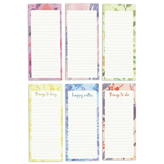 Inkdotpot Pack of 6 Funny Magnetic Dry Erase List For Fridge, Wipe Clean w/ NoStain, Quick Notes Shopping & Grocery List Whiteboard for Fridge, 8.75" x 3.8"(Floral )
