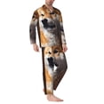 thumbnail image 2 of Fuzoiu Regal Shiba Inu Print Men's Long-Sleeved Pajama,Lounge Button Down Nightwear,Mens Notch Collar Pajama Set -XX-Large, 2 of 7