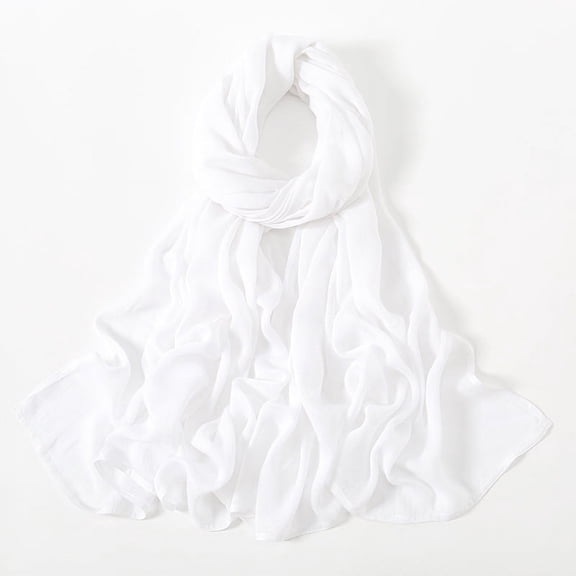 ERDOUY Elegant Personalized Scarf, New Solid Color Wide Edge Cotton Headband Sunscreen Scarf Simple and Soft Versatile Scarf (White)