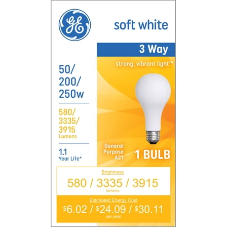 General Electric Soft White Light Bulbs 50/200/250W Soft White General Purpose Light Bulb