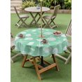 thumbnail image 4 of Outdoor Tablecloth with Umbrella Hole for Patio/Picnic/Party/Camping, Green Starfish Coastal Waterproof Table Cloth Round Cover Washable, Shell Conch Coral Nautical Summer (Dia 60"), 4 of 9