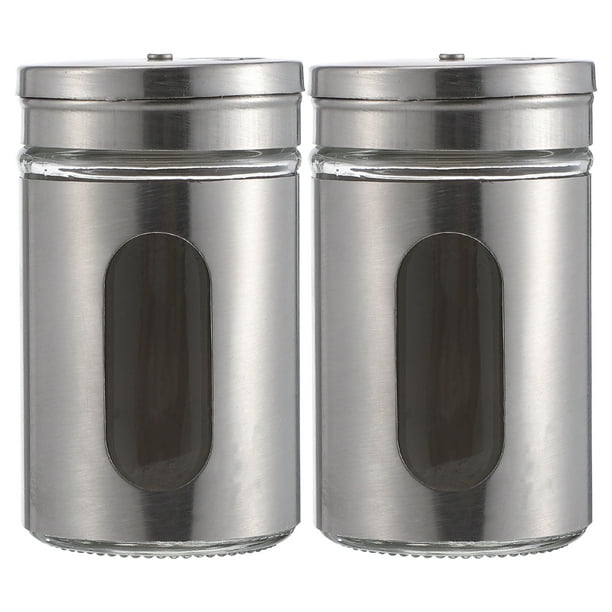 EeaseMX 2 tarros de especias de vidrio creativos, cajas de condimentos de vidrio, tarro de sal, botellas de especias