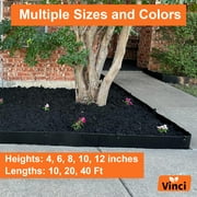 Vinci Garden Landscape Edging Border, 12 Inch x 20 FT Corrugated Sturdy Metal Easy Installation Safe Hemmed Lawn Garden Border Edges for DIY Flower Beds,Pathways and Patio Design-Black
