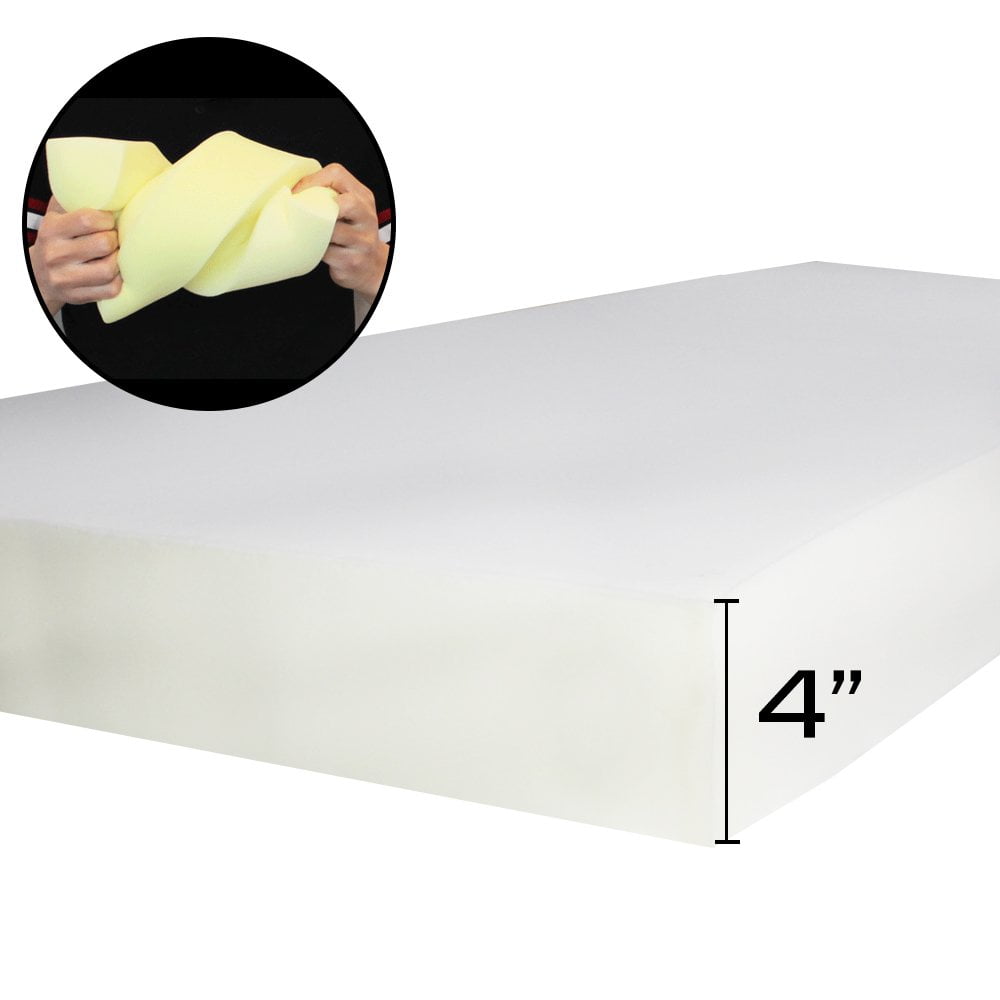 4" x 29" x 80" High Density White Upholstery Seat Cushion Firm Rubber