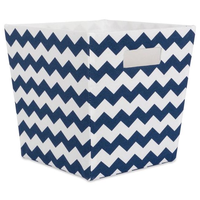 Design Imports CAMZ37974 Bac de Rangement Trapézoïdal en Polyester Chevron 11 x 11 x 11 Po, Bleu Nautique