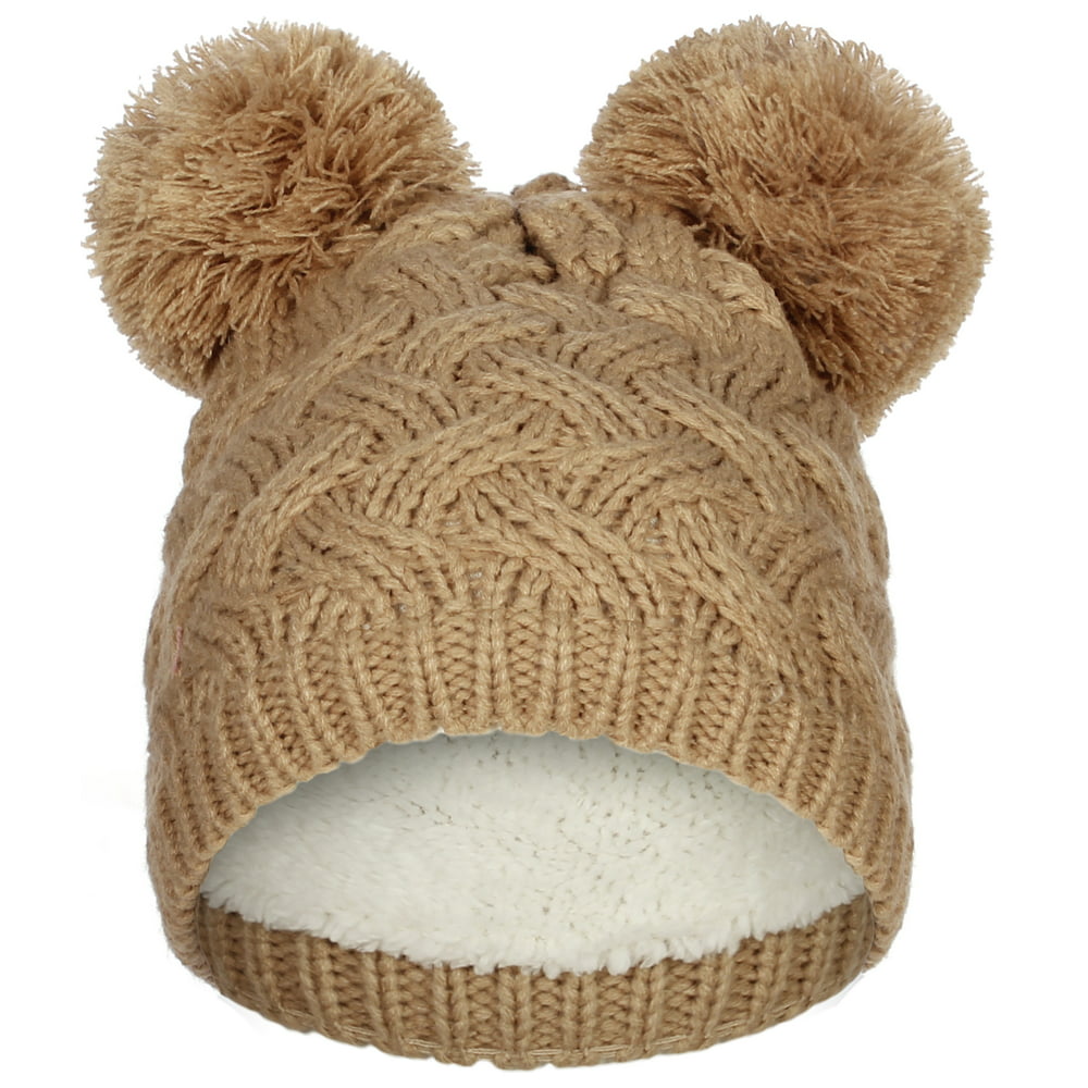 Emmalise Women's Double Pom Pom Beanie Warm Winter Knit Hat Cute Animal ...