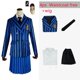 thumbnail image 1 of Disfraz de Cosplay familiar de Wednesday Addams para adultos y niños, uniforme escolar, chaqueta, falda, traje para mujer, ropa de fiesta de Halloween, 1 of 4