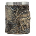 thumbnail image 3 of Ebros Safari Elephant& Calf Family Coffee Mug Textured Rustic Tree Bark Design, 3 of 7