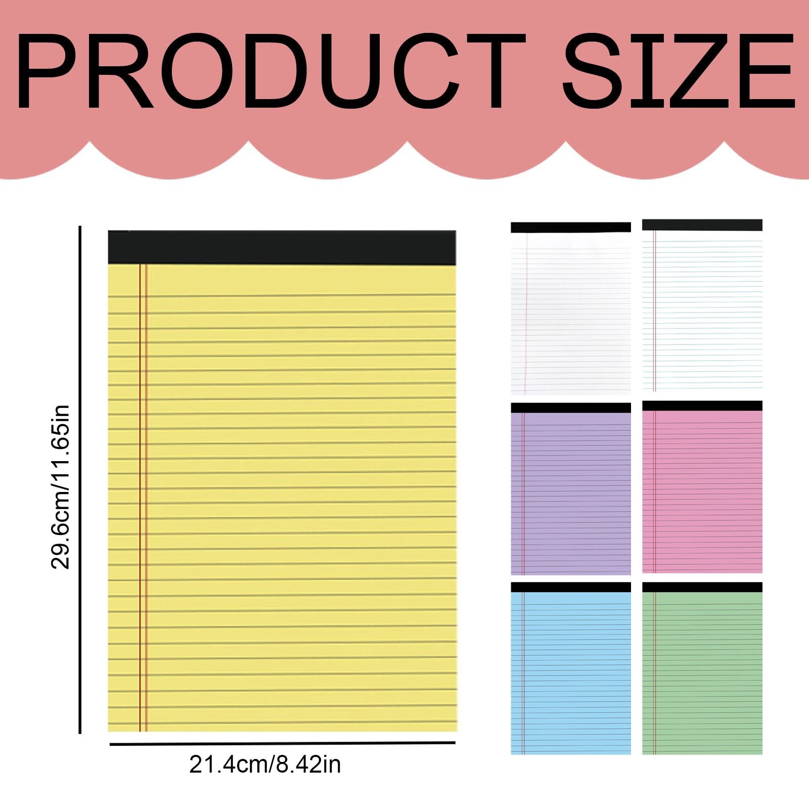 FXMLRLK 5 Pack 8.42x11.65 Inch Legal Pads, Note Pads Memo Pad for Work Study Daily Note Taking List, Lined Writing Pads Memo Refills Notepads for Office Home, 50 Sheet/Pad, Green
