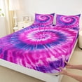 thumbnail image 4 of Erosebridal Pink Purple Tie-Dye Bed Sheets,Watercolor Psychedelic King Sheets For Girls Kids 4-Piece, 4 of 6