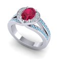 thumbnail image 2 of 2.35 Carat Oval Cut Red Ruby & Aquamarine Gemstone Beautiful Anniversary Ring for Ladies Solid 14K White Gold Size 10.5 by Diamond-Capitals, 2 of 8