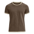 thumbnail image 5 of Cotton T-Shirts for Men Short Sleeve Crew Neck Under $10 Round Neck Button Casual Sports Top Coffee L, 5 of 6