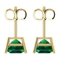 thumbnail image 4 of 3 Ct Princess Cut Studs Green Emerald 14K Yellow Solid Solid Gold Everyday Dainty Earrings Push Back, 4 of 7