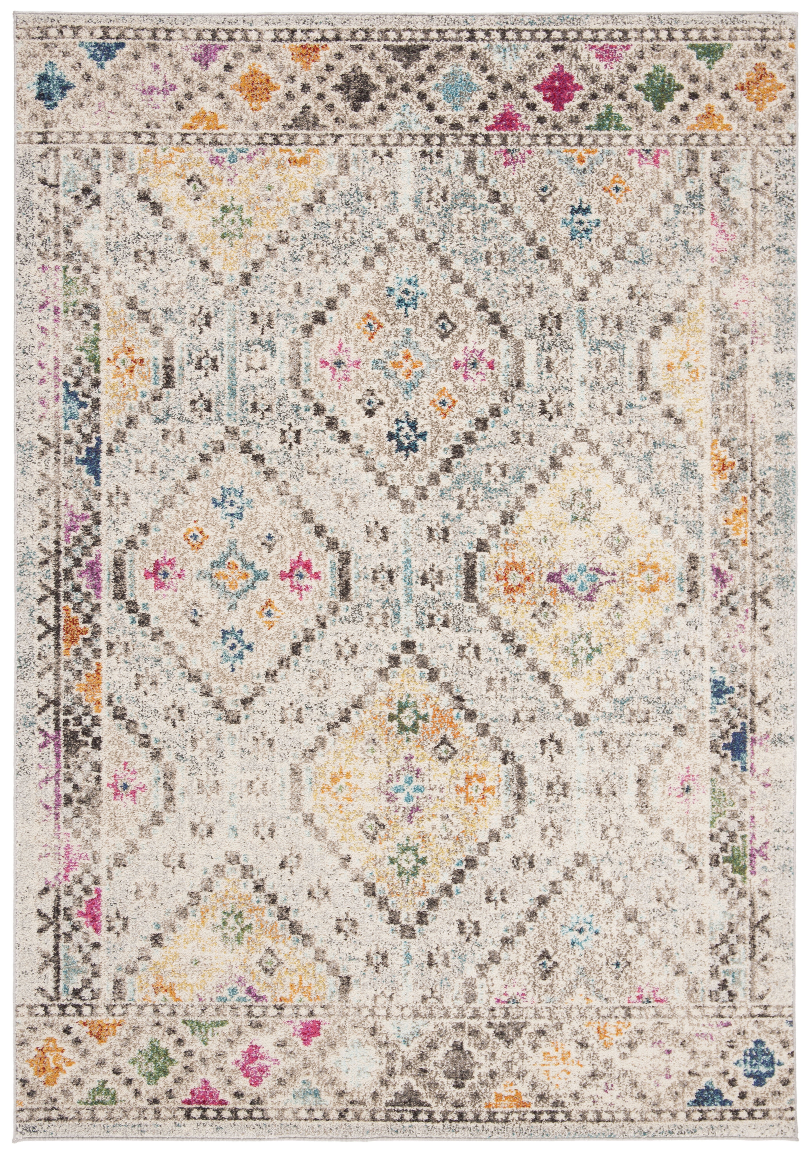 SAFAVIEH Madison Lanford Vintage Geometric Area Rug, Grey/Yellow, 5'3" x 7'6"