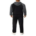 thumbnail image 4 of Men‘s Fitness Sports Pants Set Contrast Color Patchwork Drawstring Hooded Large Pocket Sweater + High Stretch Pants, 4 of 9