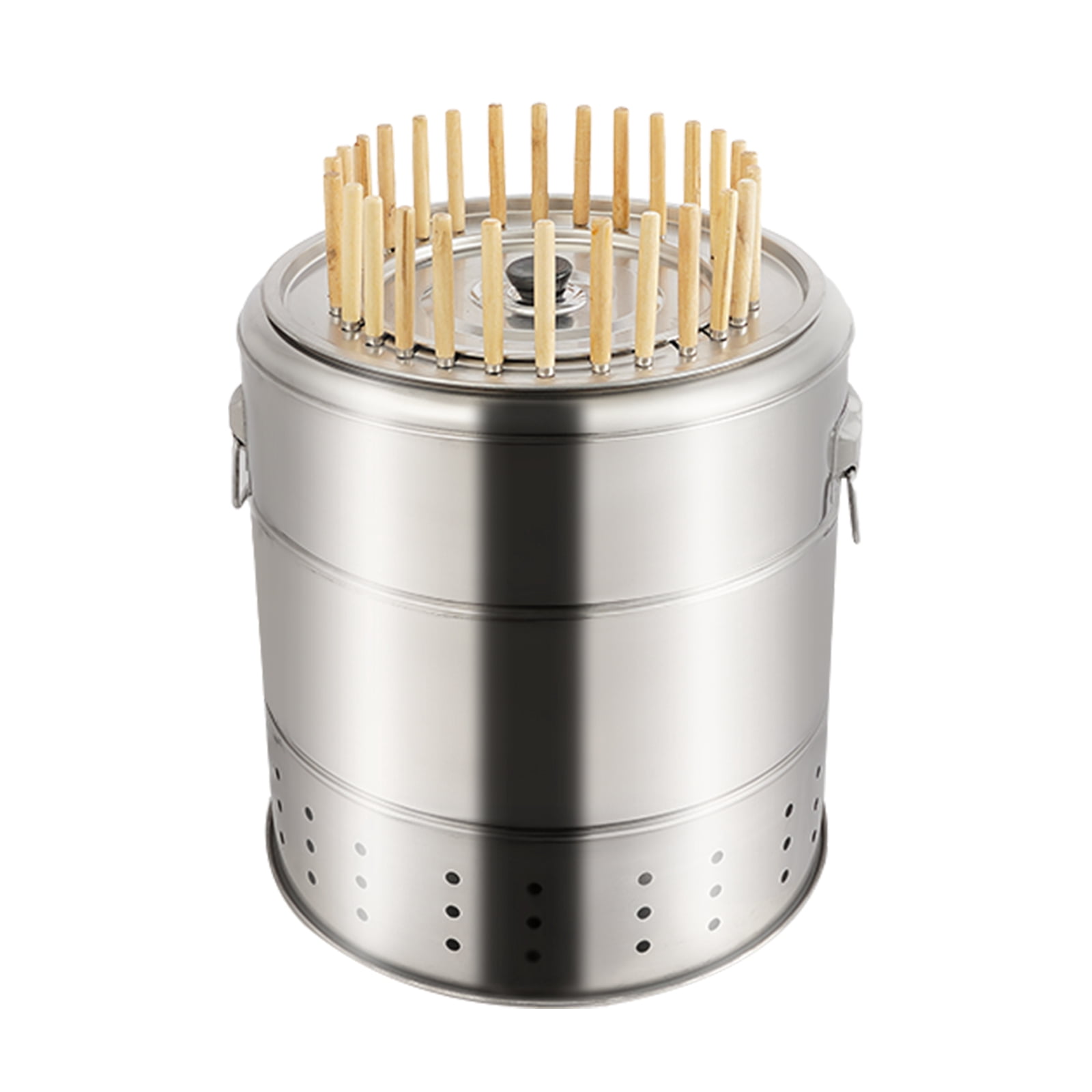 Portable Smokeless Barbecue Charcoal Barrel Grill,BBQ Charcoal Grill with 28 Skewers,Stainless Steel Surround kebab Grill