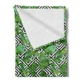 thumbnail image 2 of Tree Soft Flannel Fleece Throw Blanket, Macro Palm Leaves on Minimalist Striped Geometric Botany Print, Cozy Plush for Indoor and Outdoor Use, 60" x 80", Hunter Green Black White, by Ambesonne, 2 of 5