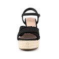 thumbnail image 5 of BLISSFUL STEP Women's Crisscross Fringe Strap Platform Espadrilles Wedge Heel Sandals Black 7, 5 of 7
