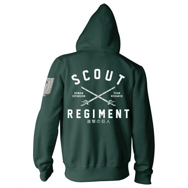 Attack on Titan Adult Scout Regiment Fleece Military Zip Hoodie 3XL Dark Green Walmart
