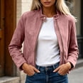 thumbnail image 7 of Faux Suede Zip-Up Cropped Jackets For Women Fall Collared Long Sleeve Trendy Casual Loose Coats With Pockets S-XXL, 7 of 7