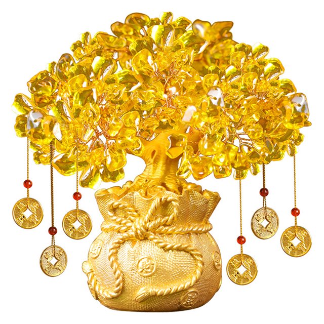 Lucky Tree Yellow Tree Crystal Fortune Tree Home Decoration Crystal Fortune Tree Feng Shui Artificial