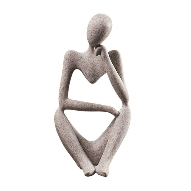 Resin Thinker Statue， Resin Character Figurines， Nordic Style Thinker Abstract Statue， Modern