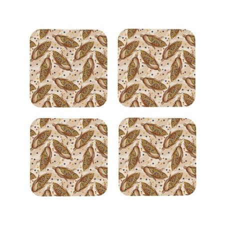 

Matuu Colorful Vintage Corn for Cup Coasters Set of 4 Leather Coasters Desk Coasters for Office Measures 4” x 4”-Square