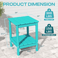 thumbnail image 5 of Pipopa Adirondack Outdoor Side Table,HDPE All Weather Double Layer Patio Side Table,Rectangular End Table for Garden Balcony Pool,Aqua, 5 of 9
