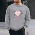 thumbnail image 1 of Ceisia Men's Regular-Fit Crew-Neck Double-Heart Hand-Drawn Printed Casual Sweatshirt Gift, 1 of 6