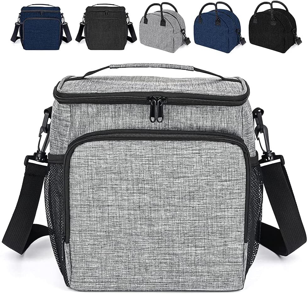 Grey Lunch Bags 7L Insulated Lunch-Box Waterproof Lunch Cooler Bag Leakproof Picnic Tote for Women Men Kids 