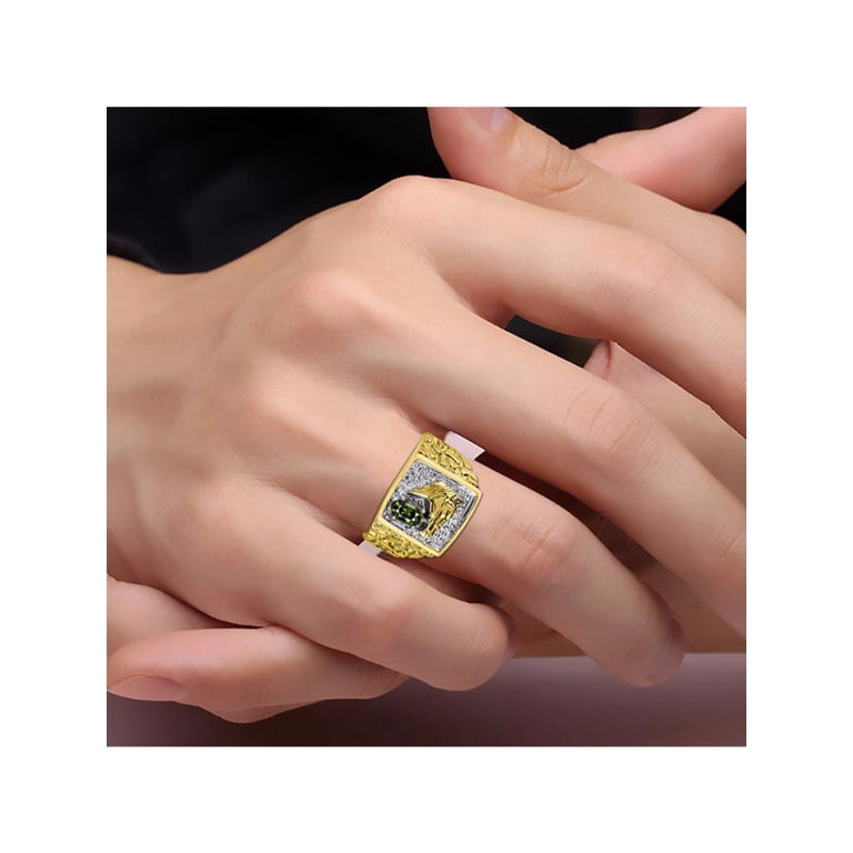 RYLOS Men's 14K Gold Horseshoe Ring With Diamonds - White Or Yellow Gold, Sizes 6-13, Lucky Design
