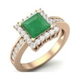 thumbnail image 2 of 6 MM Square Cut Emerald Gemstone Solitaire Accent 925 Sterling Silver Rose Vermeil Valentines Day Gifts Ring, 2 of 3