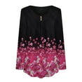 thumbnail image 6 of kayannuo Womens Tops Long Sleeve Shirts Fall Women Casual Floral Butterfly Printed Pullover Long Sleeve Buttons Blouse Tops Pink, 6 of 7