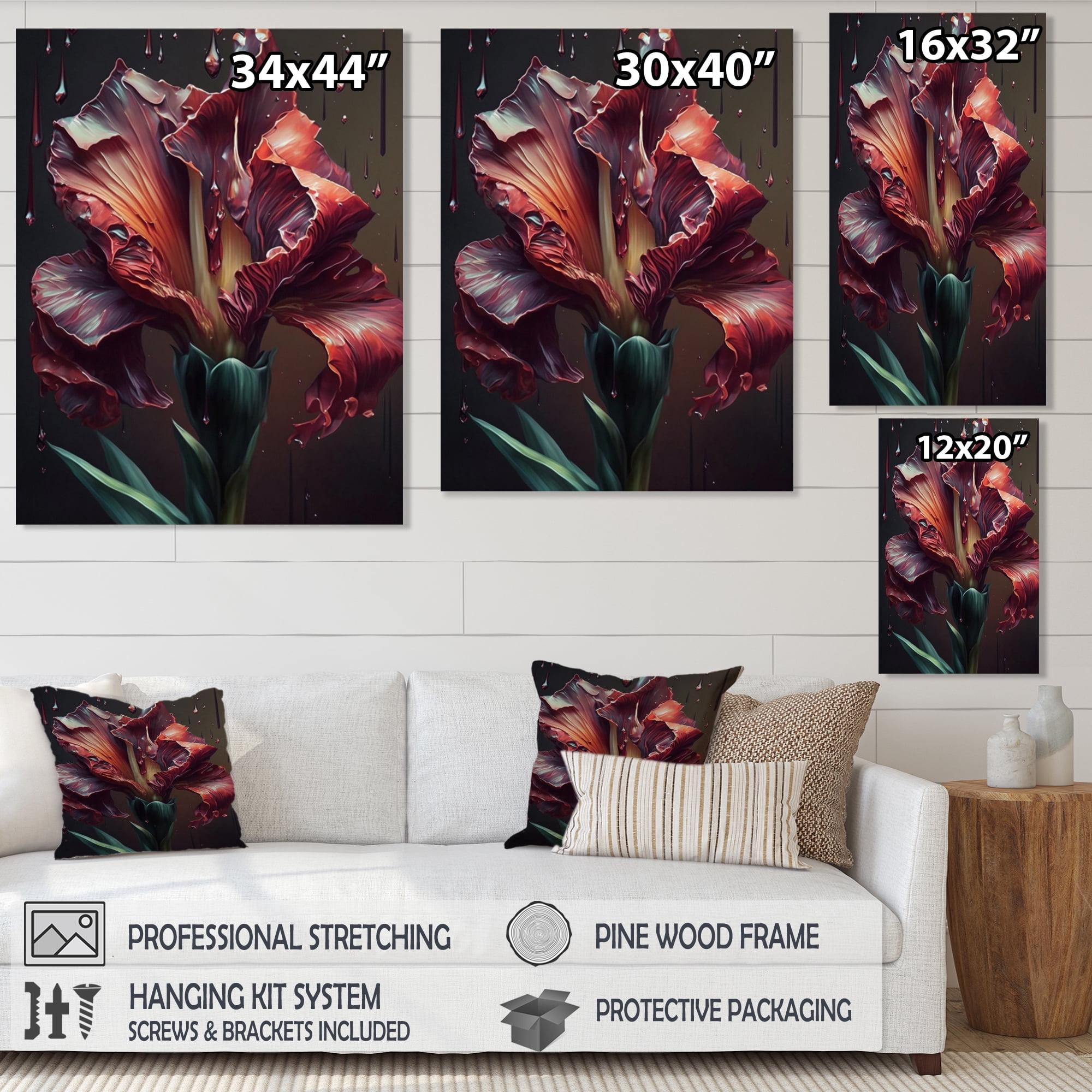 Designart Red Gladiolus Flowers II Canvas Wall Art