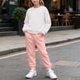 thumbnail image 2 of Children's Solid Color Round Neck Long Sleeved Sweatshirt Sweatpants Fleece Suit Pullover Jogging Pants Set 2 Pieces Sweatsuit 1-13 Years, 2 of 9