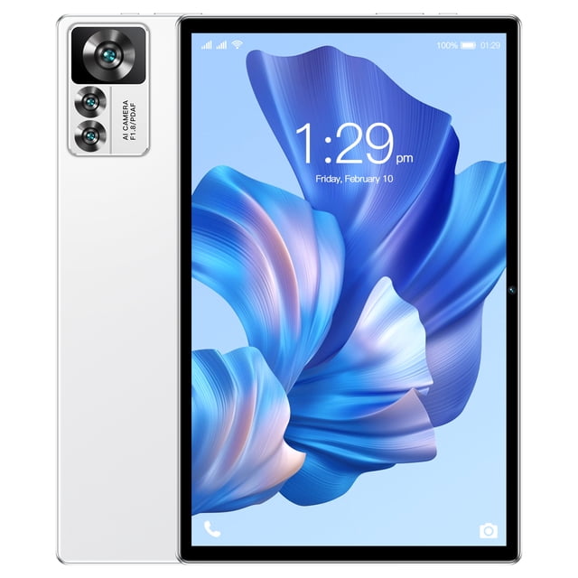 Tableta X12SPro de 10.1 pulgadas con Android 14, pantalla de alta definición 2560*1600, doble cámara, 4G/5G, Bluetooth y batería de 10000mAh, color plata, 6GB RAM y 128GB almacenamiento.