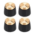 thumbnail image 1 of 4 piezas de perilla de potenciómetro estilo reemplazo de amplificador negra con tapa dorada perilla de control de volumen, 1 of 3