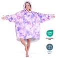 thumbnail image 5 of Bare Homey Plush Sherpa Wearable Blanket - Fluffy & Soft - Lightweight - Adult, Tie Dye - Pink, 5 of 9