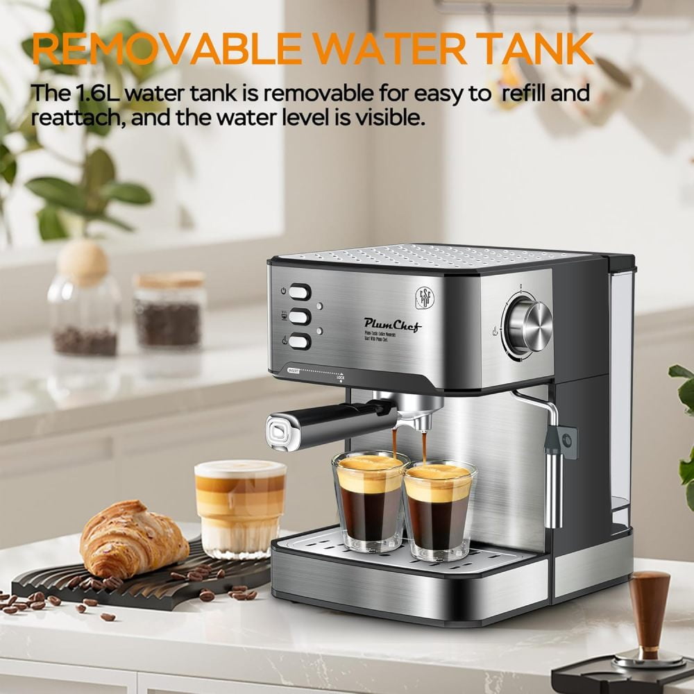 20 Bar Home Espresso Machine - Professional Milk Frother & Removable Tank for Latte & Cappuccino