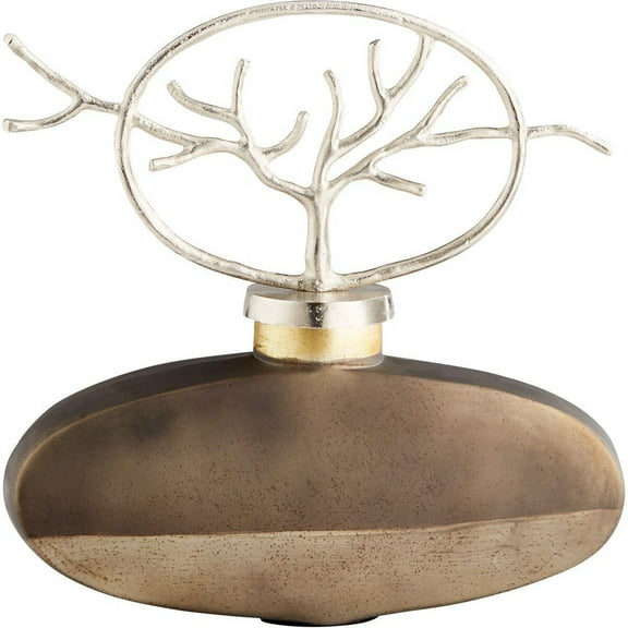 Cyan Design 10706 Aluminum And Glass Round Viewleaf Abstract Statue - Black Onyx and