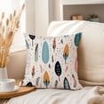 thumbnail image 3 of Ethan Taylor Botanical Throw Pillow Soft Cushion Cover 'Scandinavian Bohemian Feathers & Plant Leaves' Pattern Decorative Square Accent Pillow Case, 20x20 Inches, Blue, Orange, 3 of 5