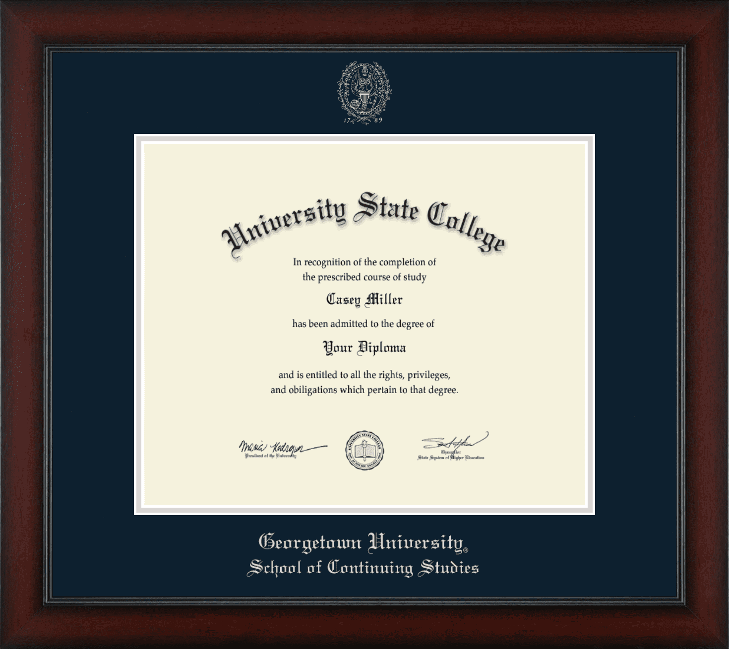 University School of Continuing Studies Diploma Frame