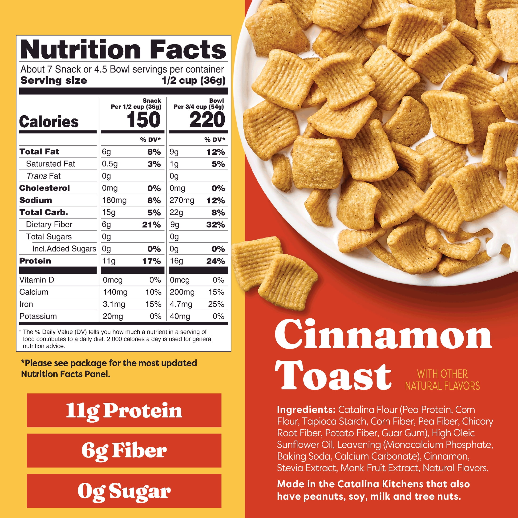 (4 pack) Catalina Crunch Protein Cereal, Cinnamon Toast 9 oz