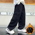 thumbnail image 2 of Gpaecead Spring Regular Kid's Boys Cargo Pants Wide Leg Pants Casual Straight Leg Pants Sports Pants 4-13 Years Black, 2 of 4