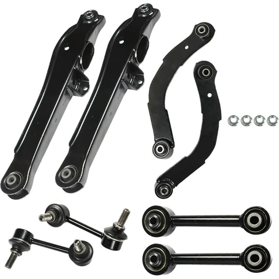 Waltyotur 8Pcs Rear Upper Lower Control Suspension Kit Lateral Toe Arms Sway Bar Links Replacement for Patriot Compass Caliber 2007-2012 Replacement for K641226