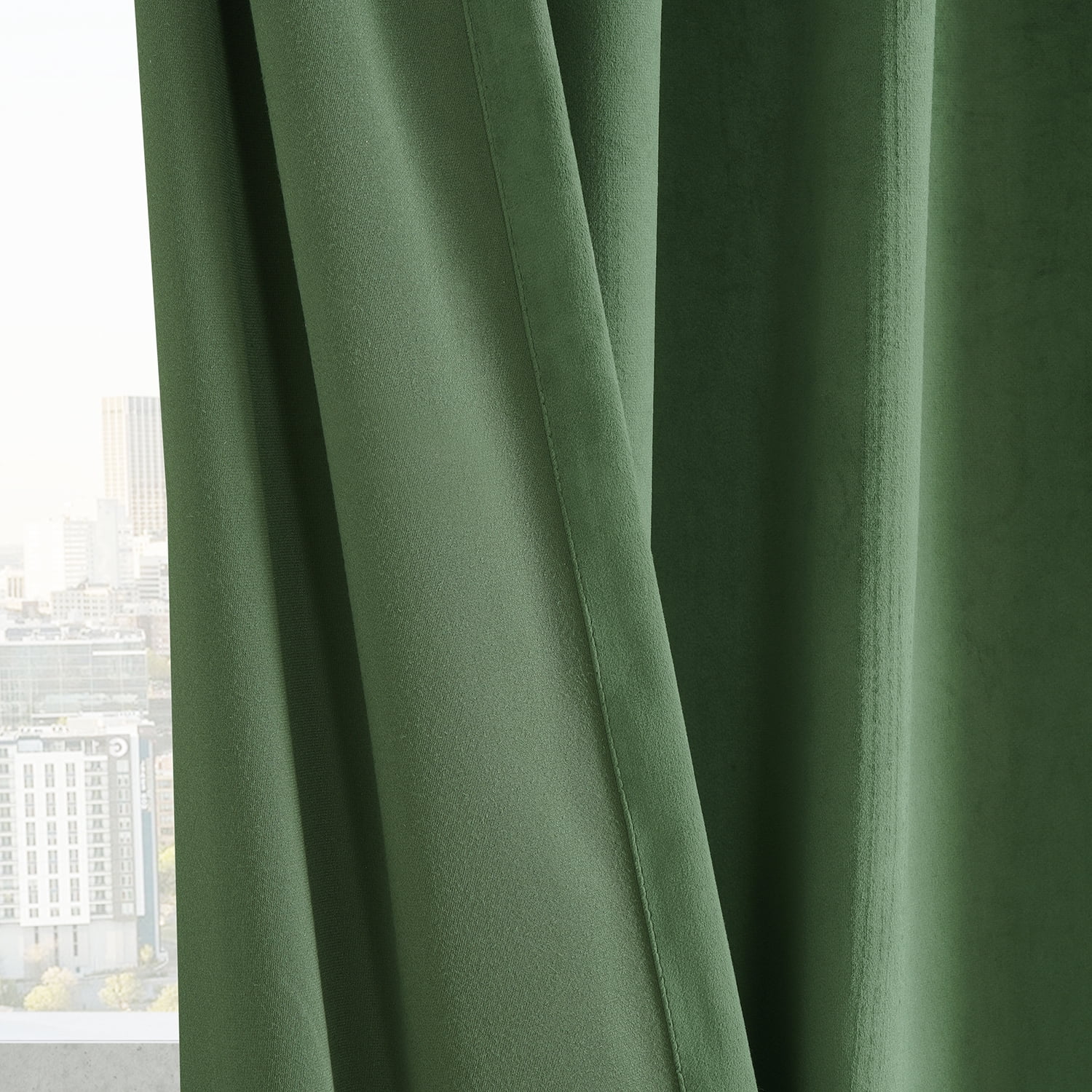 HPD Half Price Drapes Basic Deluxe Velvet Room Darkening Curtains with Rod Pocket - 2 Panels Set - Window Curtains for Living Room & Curtains for Bedroom, 50W X 108L, Green