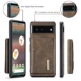 thumbnail image 3 of 2 In 1 Wallet Case Compatible with Google Pixel 6, Premium PU Leather Phone Case Back Cover Magnetic Detachable with Trifold Wallet Card Holder Pocket for Google Pixel 6, Coffee, 3 of 11