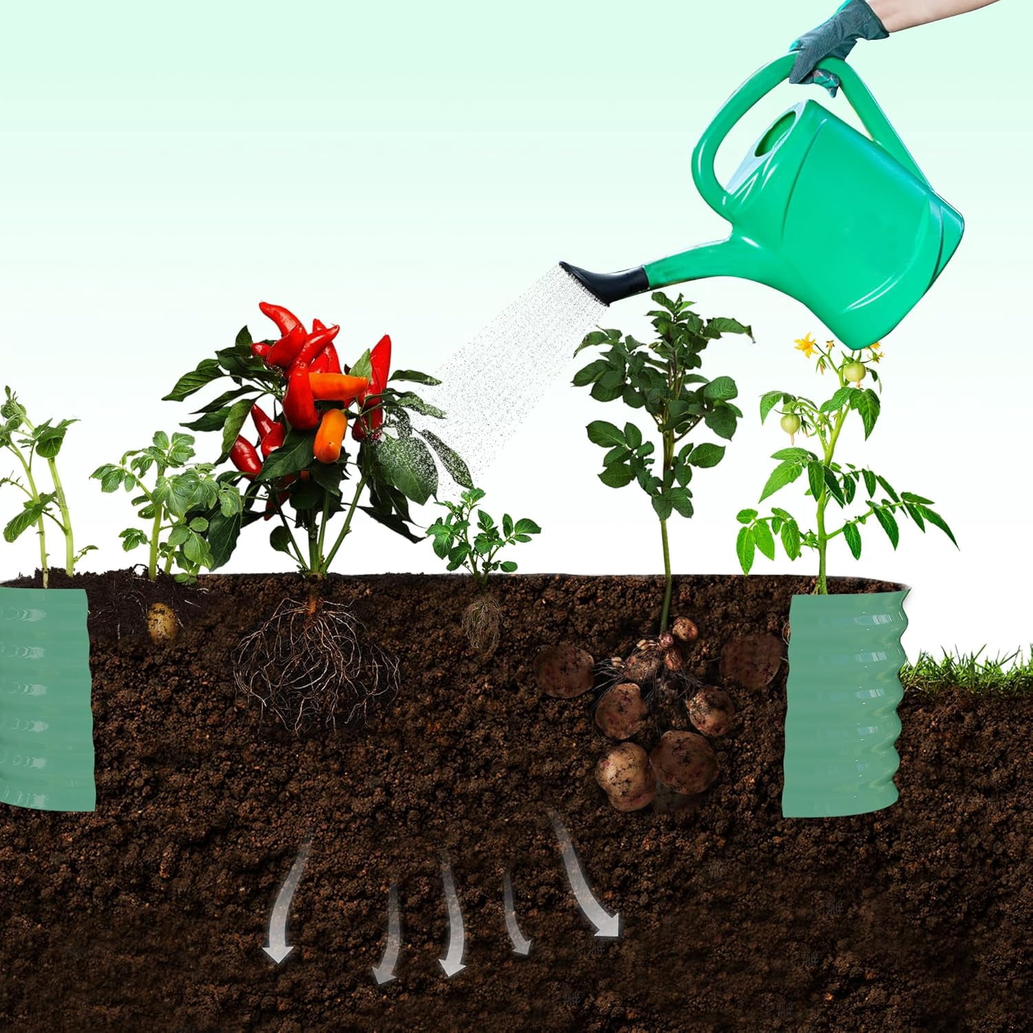 Riedhoff 2 Pack Raised Garden Bed Kit 6.56*1.96*1.47'​​, with 7.87' Tall Arch Trellis, Green