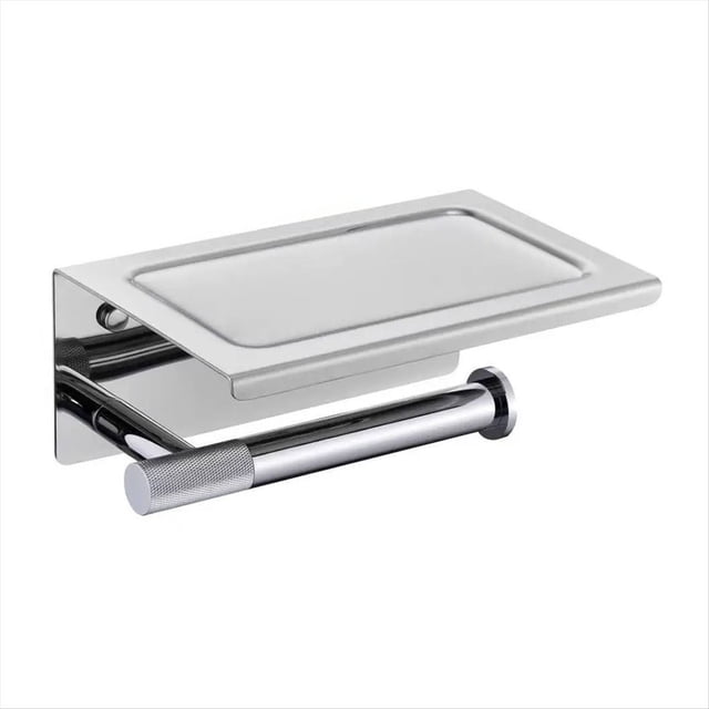 Portarrollos de Papel Higiénico de Acero Inoxidable de Pared con Doble Soporte para Teléfono Móvil y Papel Higiénico para Uso Doméstico.